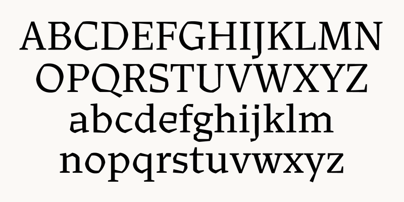 Alphabet set in the 2020 version of the typeface Cedar.