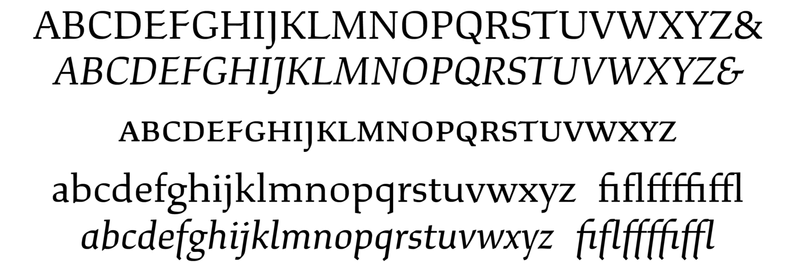A limited character set showing of the typeface Study