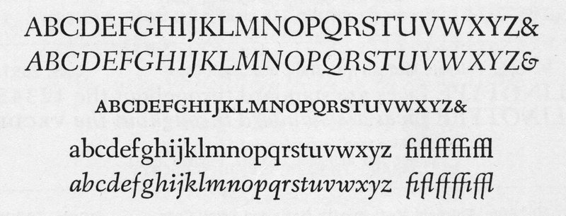 A limited character set showing of the typeface Fairfield