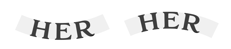 The word "HER" is arched in two different directions