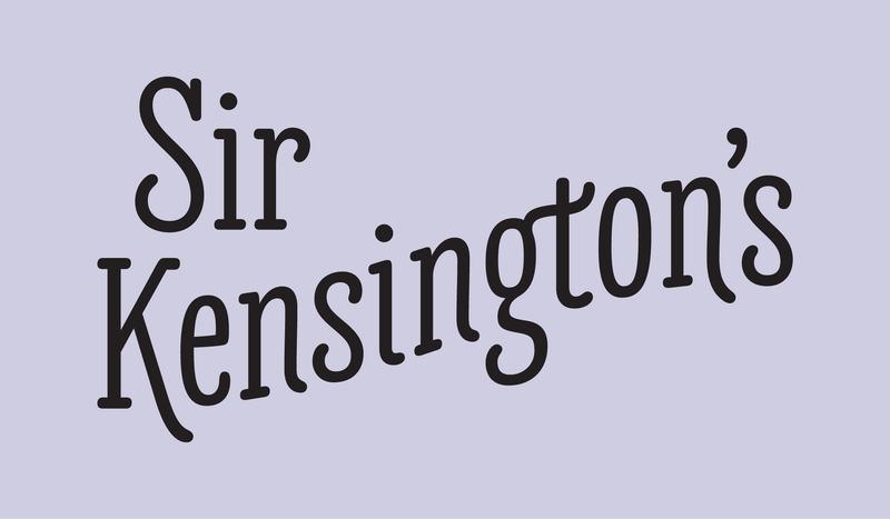 "Sir Kensington's" lettering with a different g swapped in