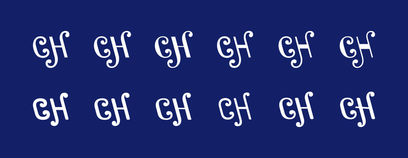 A grid of different ideas for CH monograms