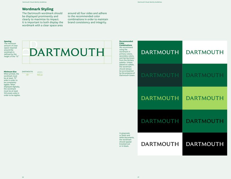 An excerpt from the Dartmouth identity guidelines
