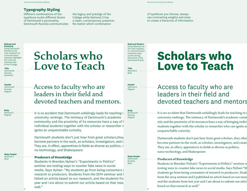 An excerpt from the Dartmouth identity guidelines